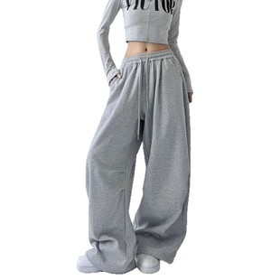 American Grey Sports Pants for Men and Women Spring Autumn and Winter New High Waist Straight Loose Casual Sweatpants Workwear Wide Leg Pants