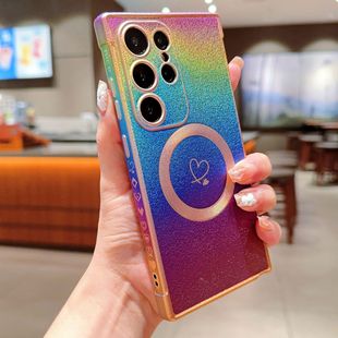 Применимо для Samsung S24Ultra шелк с красочным гальваническим магнитным покрытием боковой двойной защитный чехол S23Ultra