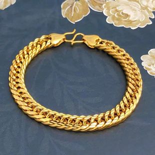 Light Luxury Boss Bracelet Fashion Gold Plated Tank Aggressive Vietnam Sand Gold Men's Verban Chain Brass Cuban Chain Wholesale