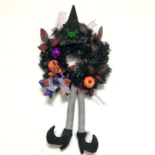 Cross-border Hot Sale Halloween Wreath Witch Rubia Witch Leg Decoration Pendant Halloween Home Hanging Ornaments