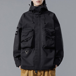 Multi-pocket Autumn Hooded Outdoor New Jacket Men's Casual Korean Fashion Jacket Handsome Jacket Couple's Trendy