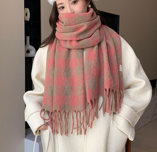 Plaid Scarf ~ Korean Plaid Tassel ins Scarf Women's Autumn and Winter Joker Students Warm Atmosphere Scarf Tide