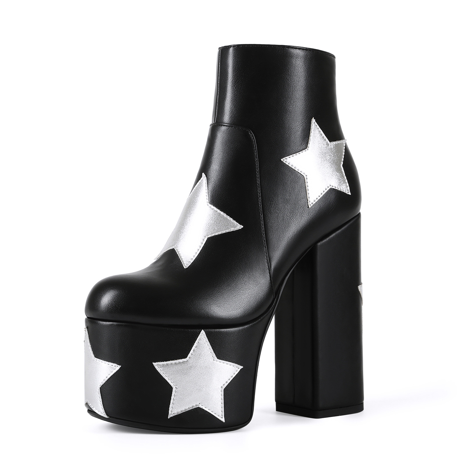 European and American Export Cross-Border Music Festival Y2K Halloween Star Thick-Soled Thick-Heeled High-Heeled Large Size 44 Women's Short Boots Boot