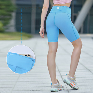 Spring new women's high elastic high waist compression fifth pants outdoor marathon off-road running pants yoga pants