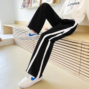 Summer Girls Black High Waist Casual Wide Leg Pants 2025 Korean Style New Arrival Sports Running Loose Trousers for Middle and Large Children