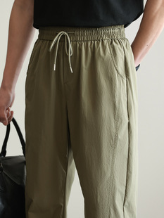 Wide and Shaped Straight Casual Pants Men's 2025 Summer New Style Elaptic Waist Pleated Comfortable Simple Commuting Pants