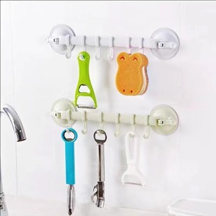 Strong suction cup six-piece hook punch-free bathroom towel rack clothes hook kitchen wall hanging storage hook