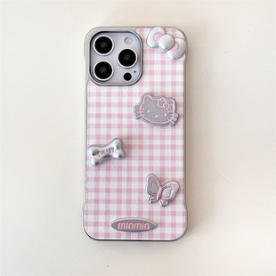 Cartoon borderless stereo KT cat iPhone14/13 for 12 Apple 16/15PROMAX mobile phone case anti-fall