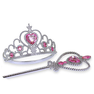 Women's Children's Frozen Crown Magic Wand Elsa Sofia Princess Accessories Wig Necklace Bracelet Set