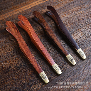 Ebony tea clip tweezers alloy non-slip solid wood tea cup clip tea tools tea tweezers tea brush six gentlemen accessories