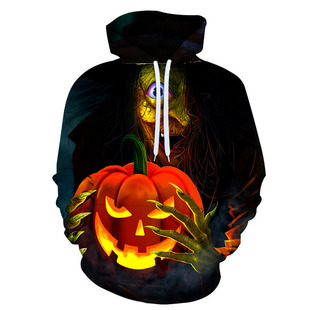 20.24 million Holy Festival Explosions Cross-border European and American Pumpkin 3D Digital Printing Hooded Sweat Christmas Eve Couple Performance Clothes