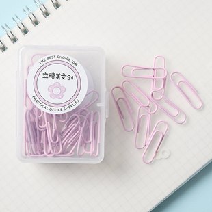 Macaron color paper clip large small size creative cute storage box paper clip INS metal bookmark decoration