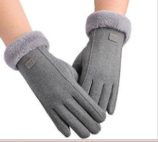 Warm Gloves Autumn and Winter Women's fleece-lined Driving Outdoor Riding fleece-lined Cold-proof Winter Touch Screen Gloves for Hair
