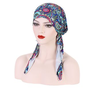 2023 AliExpress new flower cloth curved cap Muslim turban cap European and American cashew flower cap Women