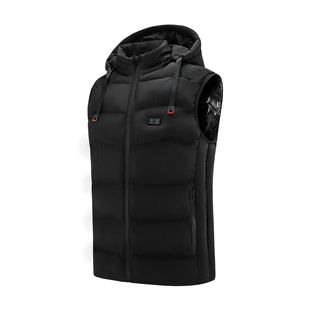 Cross-border winter new vest men's double control nine-zone intelligent temperature control heating electric heating warm hooded vest wholesale