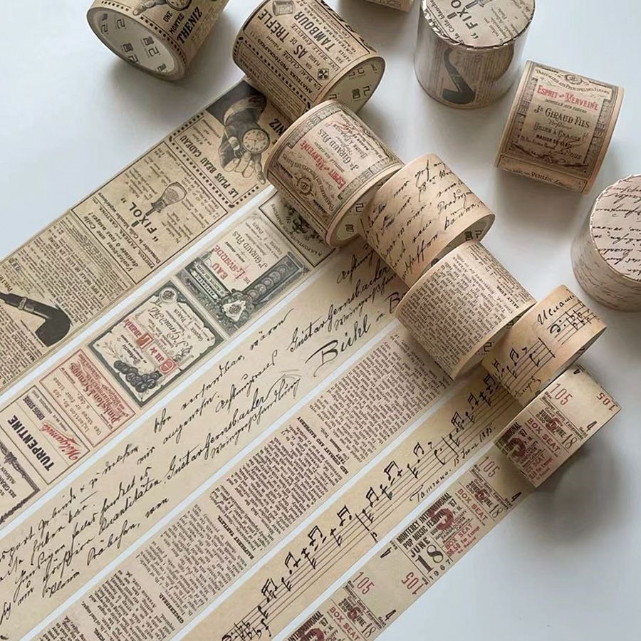 Single-pack vintage tape, retro-style washi tape, journal tape, DIY decorative material, long strip stickers