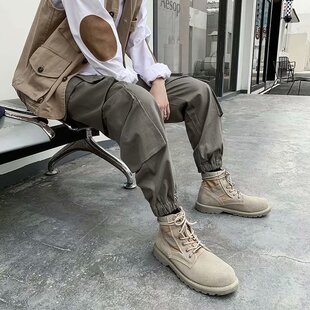 ins Hong Kong Style Work Pants Men's Trendy Loose Legs Nine-point Trendy Student Korean Style Casual Pants Men's Autumn and Winter