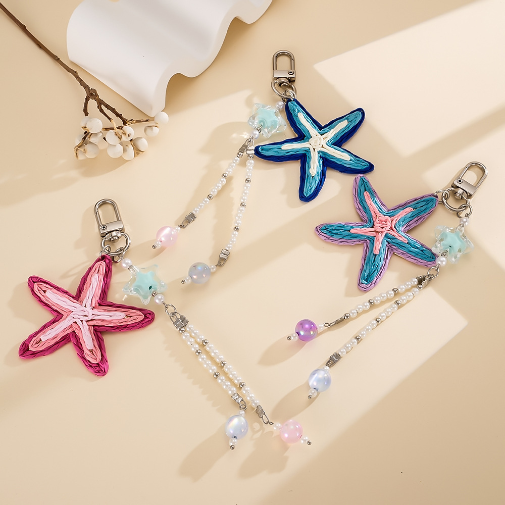 Summer Seaside Vacation Style Colorful Beaded Phone Charm, Fresh Gradient Starfish Decoration, Bag Charm, Small Gift