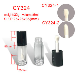 CY324 in stock Lip Glaze Bottled Large Straight Brush Round Lip Glaze Tube Lip Glaze Bottle Lip Glaze Empty Tube Packing Material 6ML