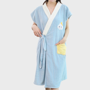 New coral fleece factory direct bath skirt women's home wearable and wrapped adult bathrobe quick-drying absorbent pajamas nightdress