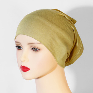 Pilling-free Color-free Multicolor Cylinder Cap Solid Color Pure Cotton mercerized Cotton Base Cap Cotton Headscarf Women's Elastic Breathable