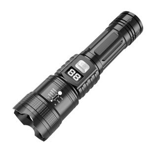 Cross-border flashlight telescopic zoom digital display outdoor ultra-bright long-range rechargeable upgrade wick lighting flashlight