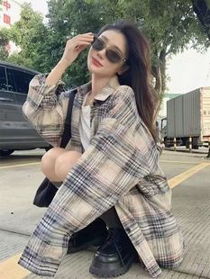 [Factory in stock] Early Autumn New Korean Loose Long Sleeve Shirt Women's Mid-length Lapel Sunscreen Chic Shirt