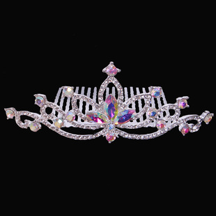 Crown Headwear Children Princess Rhinestone Colorful Accessories, Hair Comb Crown Korean Crown Bride Headwear