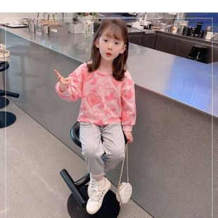 Girls' Sweatshirt Spring and Autumn 2025 New Korean Style Children's Wear Girls' Western Style Love Pullover Children's Autumn Long Sleeve Top