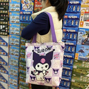 Waterproof Canvas Bag Stitchai Kulomi Digital Double-sided Printed Shoulder Shopping Campus Style Cartoon Tweaking Bag