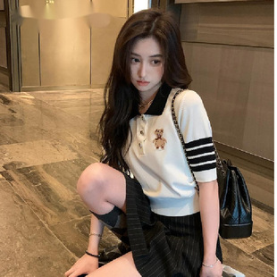 Light Mature College Style Casual Hong Kong Style Knitwear Women's Summer New Hot Girl High-end Sweet Slimming Top