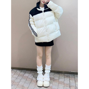 [A batch can be exchanged without refund] American retro stitching striped cotton-padded coat cotton-padded jacket women's autumn and winter bread clothing