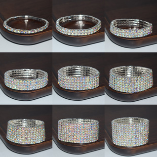 European and American Cross-border Bridal Jewelry Multi-row Rhinestone Exaggerated Internet Celebrant Bracelet Korean Style Simple All-match Elastic Bracelet 1005