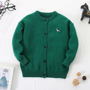 Korean style children's cotton embroidered cardigan 23 autumn and winter men's and women's fashionable top trendy children's striped coat