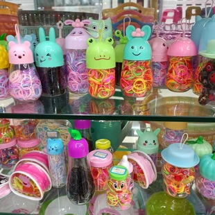 Factory Direct box Japanese rubber band disposable color rubber band candy color rubber band cute cartoon packaging hair band