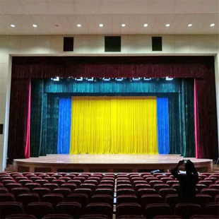 Red conference room goose yellow cloth curtain thickened gold velvet background curtain stage curtain theater B1 grade flame retardant curtain