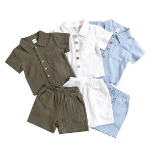 Foreign trade children's clothing boys no printing pure short sleeve sleeve two-piece suit fashion casual clothing wholesale