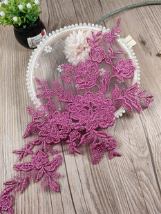 in stock color embroidery car bone pair float strand lace diy wedding dress accessories lace applique pair flower