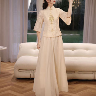 YXBB Xiuhe Chinese bridesmaid dress 2023 new simple elegant dress female wedding sisters group Chinese style spring and autumn