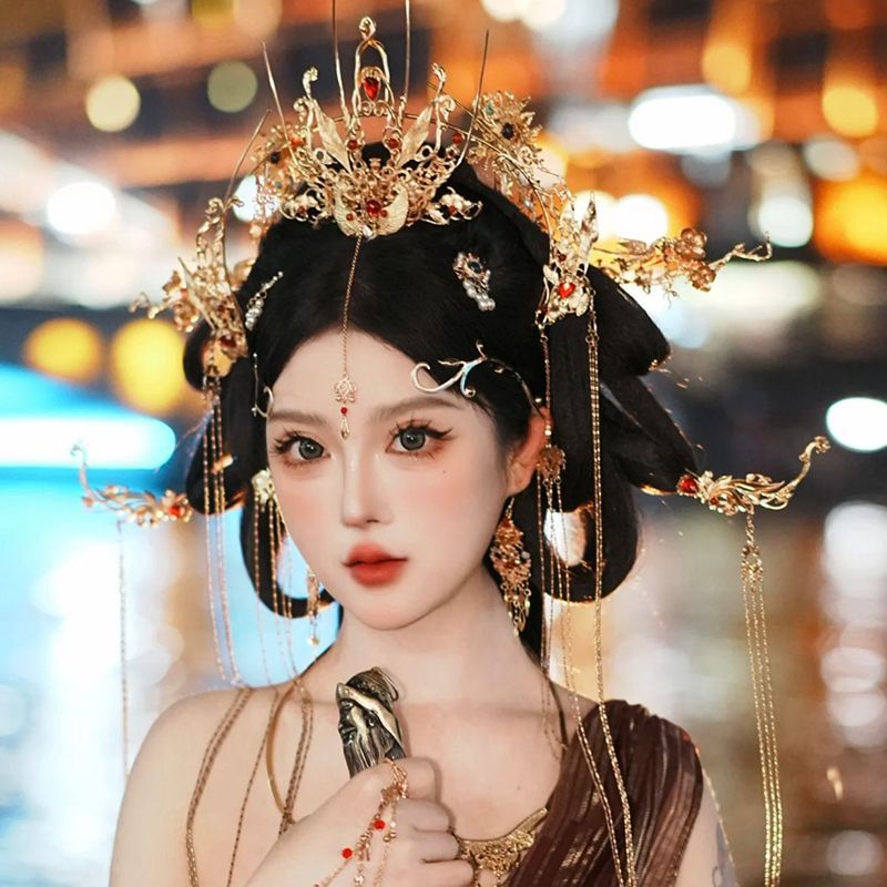 Tang Style Song Han Style Hair Accessories Antique Style Headwear Lan Same Style Bride Wedding Ming Style Hair Crown Tassel Hair Hairpin Accessories