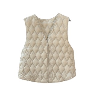 Stacked Base Tank Large V-neck Collarless Light Down Vest Women's 90 White Duck Down Vest 2024 New Style