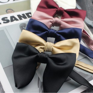 Men's Solid Color Big Tie Tuxedo Korean Casual Horn Groom Suit Bow Black Wine Red White