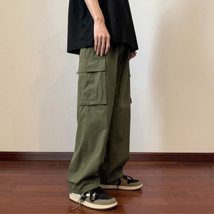 Army Green Ami Khaki Claw Pants Men's Summer Japanese oversize Pants Retro Heavy Straight Casual Pants