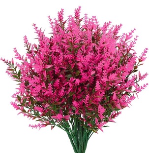 Simulation Green Plant Artificial Flower Amazon Cross-border Plastic Fake Flower Decoration Pastoral Style 7 Fork Simulation Wheat Ear Lavender