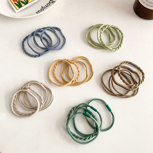 Four Card Combination Hair Ring Korean Double Strand Spiral Rubber Band Knot Hair Rope Elegant Hair Rope Women's Small Jewelry