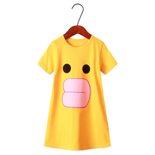 2024 new parent-child summer nightgown cartoon comfortable short sleeve mother and daughter home clothes pajamas wholesale generation