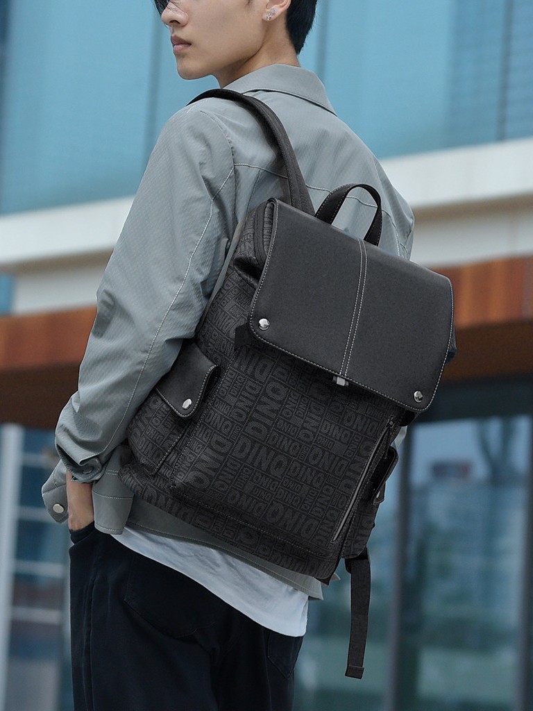 New men's backpack with large capacity, casual double-shoulder bag, stylish plaid school bag, commuter business backpack, student laptop bag