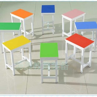 School Steel-Wood Combination Table Trapezoidal Fan-Shaped Table Hexagonal Table and Chairs Student Square Stool Reading Room Multi-Functional Table and Chairs