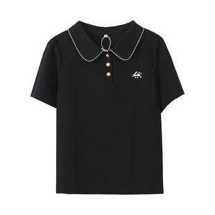 plus size Women's Series Dog Teeth Side Long Short Polo Skirt 2025 Summer New Women's All-match Short Sleeve 212400