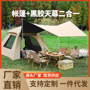 Camping Tent Outdoor Folding Portable Fully Equipped Tent Sky Curtain Two-in-One Camping Overnight Picnic Rainproof